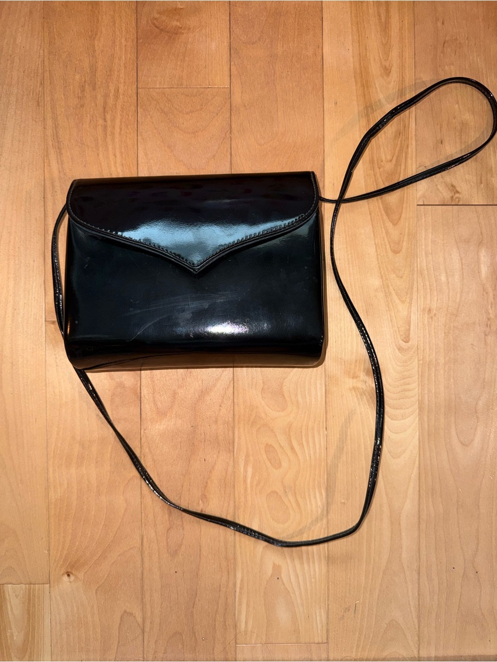 Classic Black Patent Crossbody Bag - Women